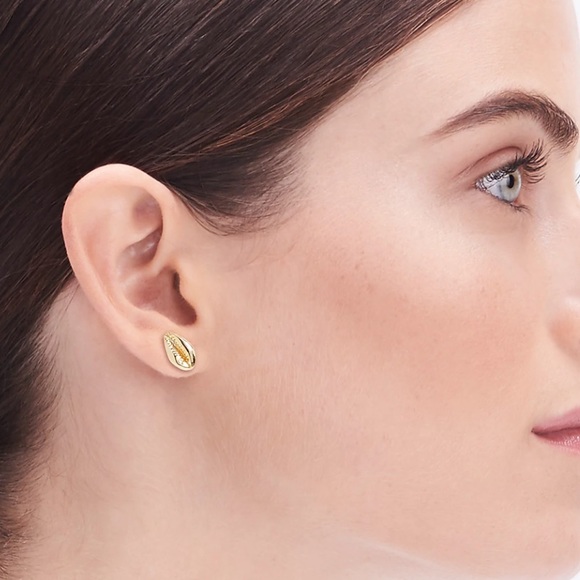 JCREW Shell Earrings Gold Studs Set Coastal Grandma Beach Seashell NWT - Picture 2 of 4